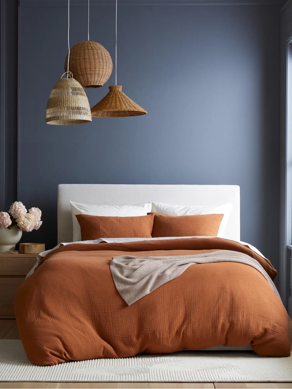 QUINCE Organic Airy Gauze Duvet Cover Set King/Cal King Terracotta 8001 - Picture 3 of 11